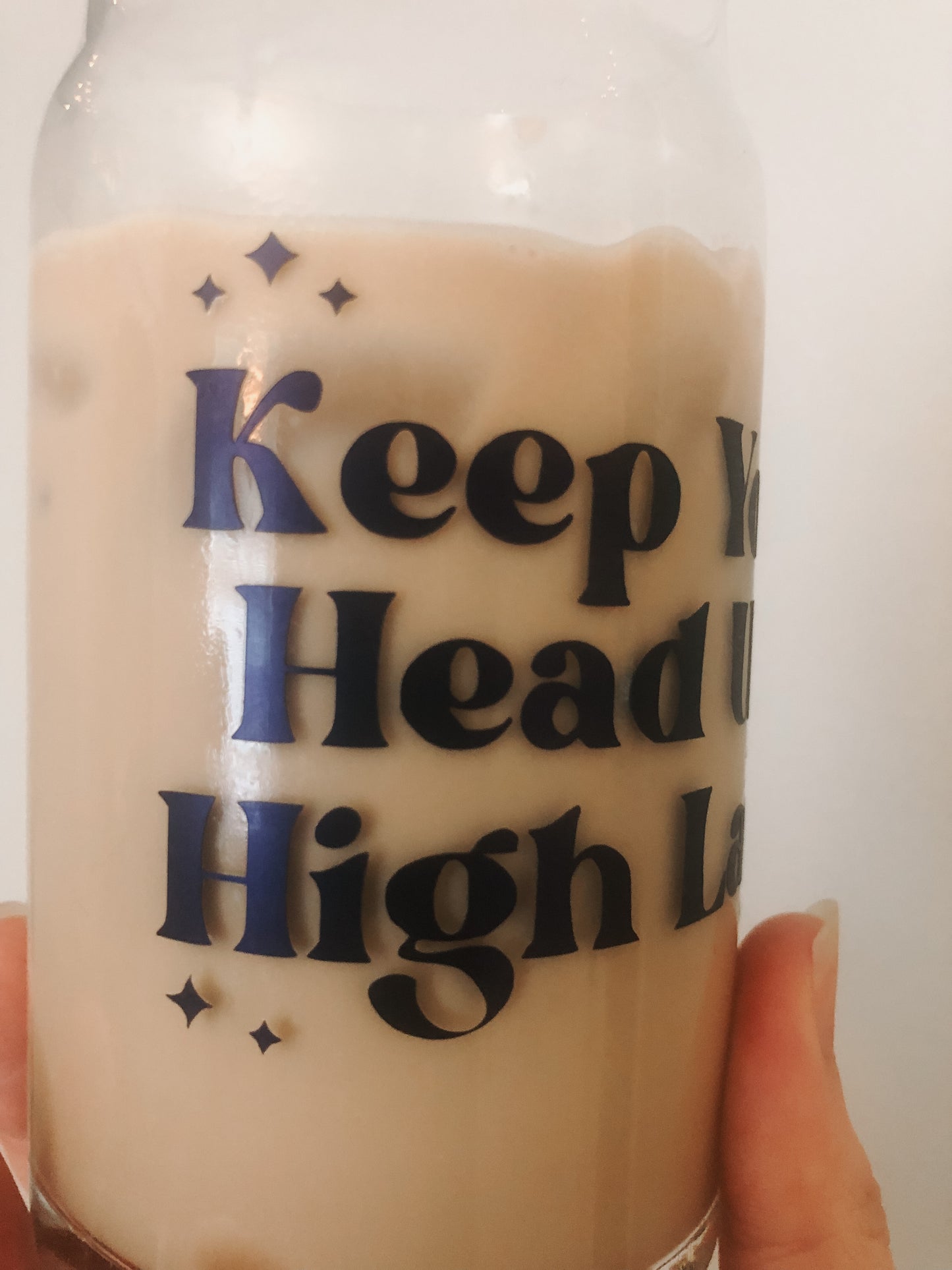 ACOTAR Inspired "Keep Your Head Up High Lady" 16oz Beer Can Glass with Lid & Straw